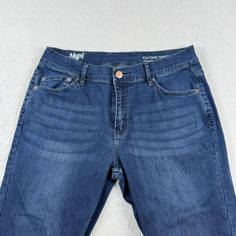 Mugsy Jeans Mens Size 33x32 Blue Fultons Tapered Slim Fit Stretch Denim Casual